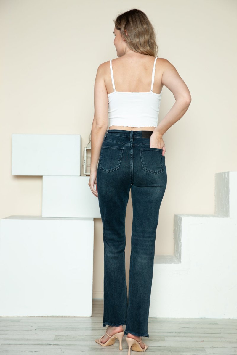Judy Blue Full Size Button Fly Hem Destroy Straight Jeans - Love Salve